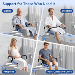 550Lbs Heavy Duty Sliding Shower Chair Tub Transfer Bench with 360° Swivel Seat,