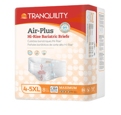 Tranquility Air-Plus Bariatric Briefs 4-5XL White 8 count 2 pack