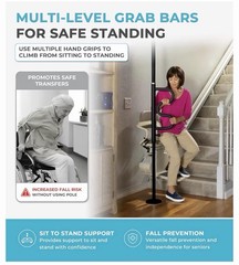 Stander Wonder Transfer Pole. Black. Double Grab Bars.Tension Mount No Drilling