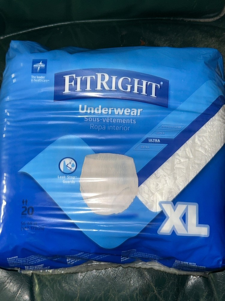 FitRight OptiFit Adult Briefs XL 20 Count New Sealed Heavy Absorbency