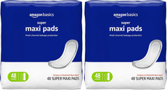 Maxi Pads for Periods- Thick, Super Absorbency, Unscented, 48 Count (Pack of 2)