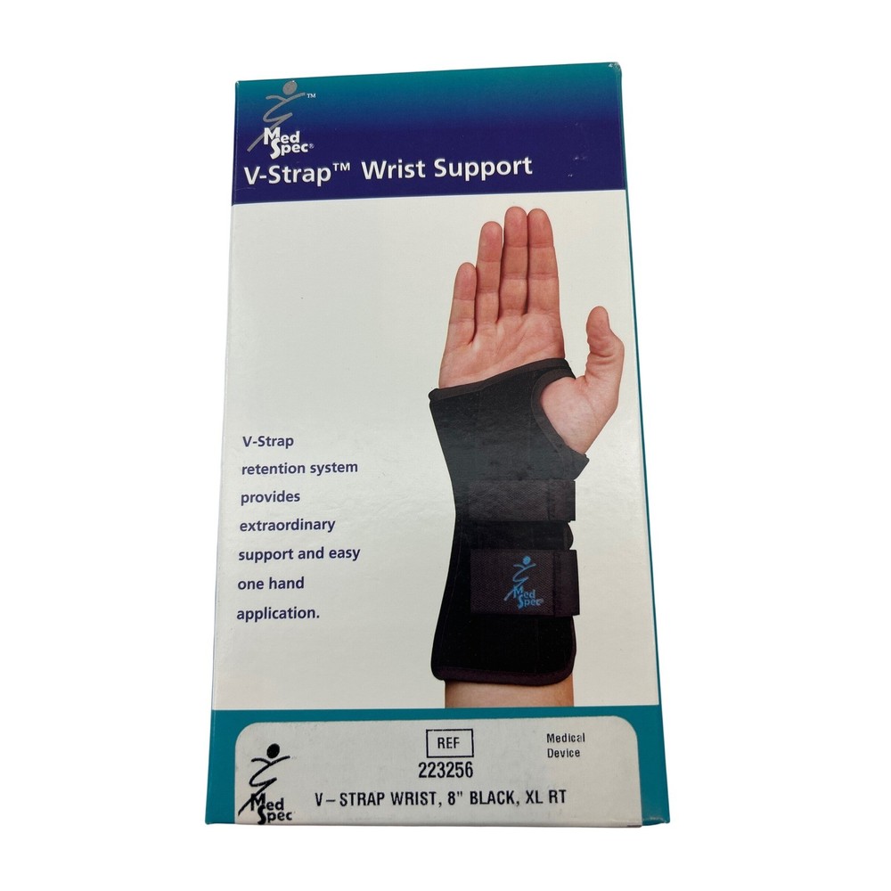 Med Spec V-Strap Wrist Support 8 Inch Black XL Right Hand 223256 New Sealed