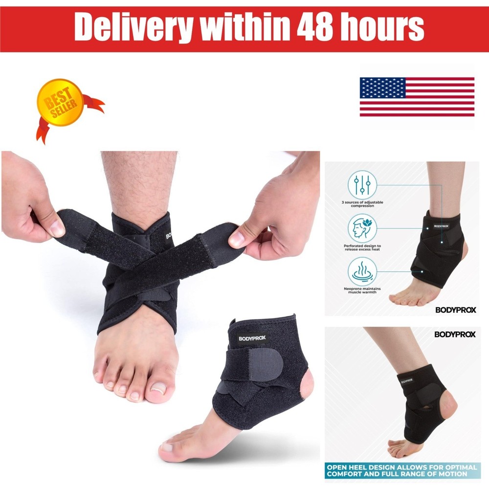 Bodyprox Ankle Support Brace – Breathable Adjustable Wrap for Sports