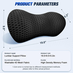 Lumbar Support Pillow,Ergonomic Memory Foam Lumbar Pillow for Chair and Bed ,Low