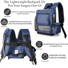 Navy Blue O2TOTES Backpack for Inogen G5/Rove 6 – Water Resistant & Functional