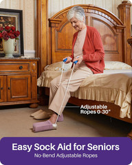 Sock Aid for Putting on Socks, 4″ Foot Width, No Bending | Soft Flexible ABS She