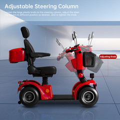 4-Wheel Travel Mobility Scooter 500W 48V 20AH Battery Motor for Adult Senior Red