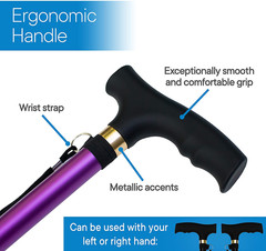 Folding Cane – Foldable Walking Cane with Adjustable Height – Collapsible and Li