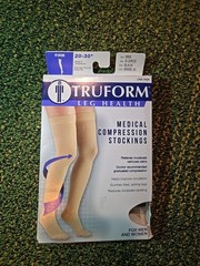 TRUFORM NEW! 20-30MMHG WOMENS XL BLACK COMPRESSION THIGH HIGH STOCKINGS