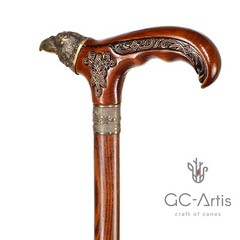 Raven Walking Stick Cane Solid Bronze Brass Metal Staff Wooden Handle Shaft
