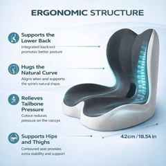 MOYEE Wide Memory Foam Seat Cushion with Lumbar Support for Office Chair & Car S