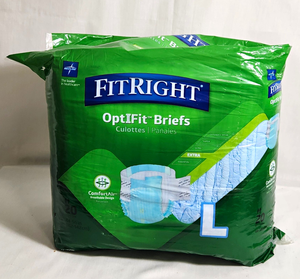 FitRight OptiFit Incontinence Briefs L 44-56in Extra Absorbency Green 20Ct