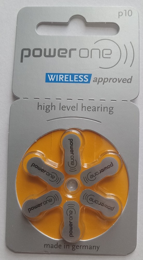 Power One Size 10 1.45V p10 Zinc Air Hearing Aid Battery (6 Pack)