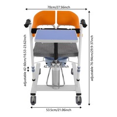 Adjustable Hydraulic Patient Lift Wheelchair Transfer Nursing Chair 180°Backrest