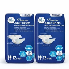 MEDPRIDE Adult Briefs Medium Maximum Absorbency Refastenable Tab Diapers 24–96ct