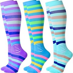 Compression Socks Women Ankle Support Medium Blue+purple+light Green-3 Packs