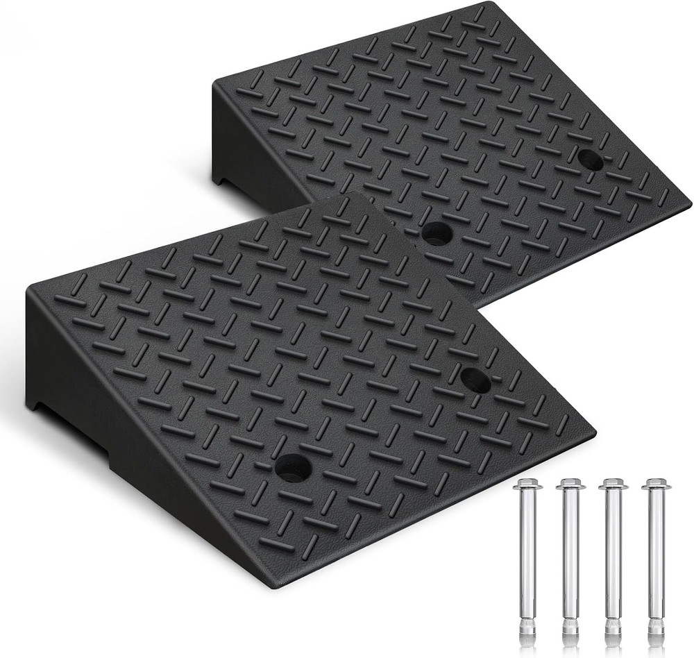 Rubber Curb Ramp,2 Pack,6″ Rise Height,11023Ibs, Capacity Driveway Ramps,18.9″ L