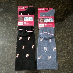 2 Pairs Dr. Motion Everyday Knee-High Compression Socks Black/Blue Size 9