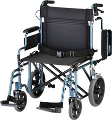 NOVA Bariatric Transport Chair, 400lbs Cap, 22″ Seat, 12” Rear Whl, OPENBOX BLUE