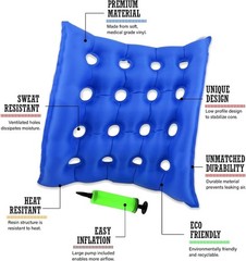 Inflatable Seat Cushion for Wheelchair Relief – 17″x17″ Portable Blue