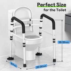 Stand Alone Toilet Safety Rail – Adjustable Width & Height Fit Any Toilet, To…