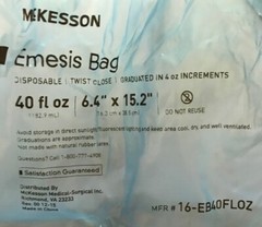 McKesson 16-EB40FLOZ Disposable Twist Close Emesis Bag 40 fl oz. – case of 100