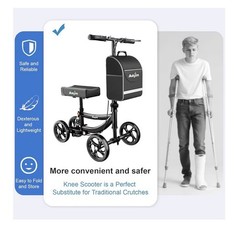 Aojin Knee Scooter, 300lbs Capacity, 13″ Big PU Seat, All Terrain Foldable Knee