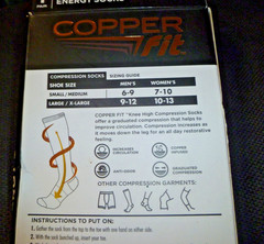 Copper Fit Energy Compression Socks Copper Infused (S/M–men 6-9 -women 7-10)
