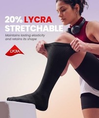 PULIOU Cooling Compression Socks for Women Men, 20-30 mmHg Small-Medium Black