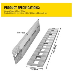 84×14 Inch Aluminum Ramps 6000LBS Capacity Car Trailer Truck ATV Ramps 1 Pair 2
