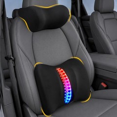 Lumbar Back Support Pillow Set for Car | Memory Foam Neck Headrest, Adjustable S