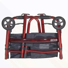 Deluxe Portable Folding Travel Walker with 5″ Wheels & Folding Legs Red Drive