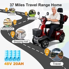 500W Heavy Duty 4-Wheel Mobility Scooters for Senior&Adult 48V20Ah 12Mph 37Miles