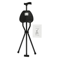 3 Legged Portable Folding Walking Stick with Seat Travel Hiking Cane Chair Stool