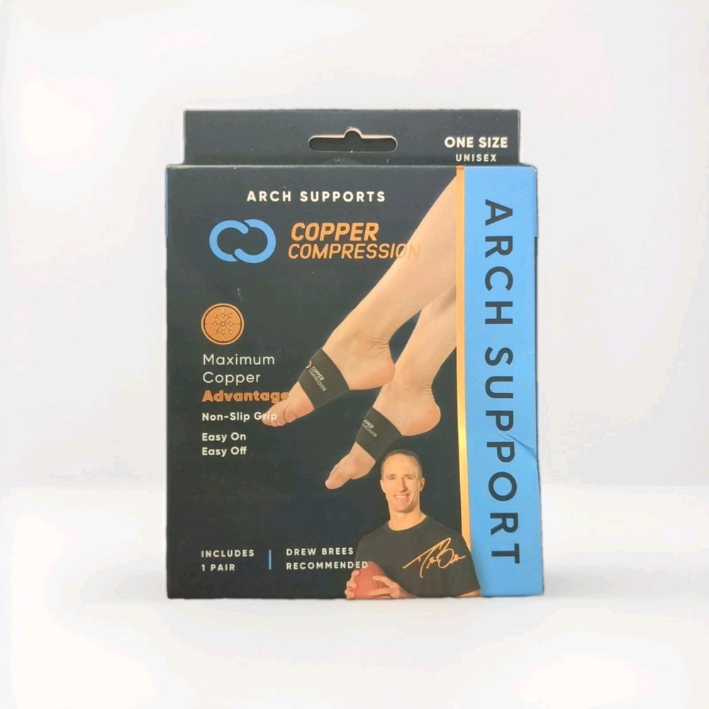Copper Compression Arch Support Maxumum Copper Advantage Non-Slip 1 Pair Black