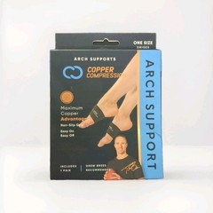 Copper Compression Arch Support Maxumum Copper Advantage Non-Slip 1 Pair Black