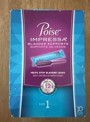 Poise Impressa Size 1 Bladder Supports 10 Count Exp 2020