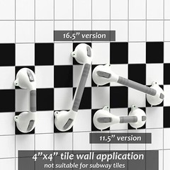 16.5Inch 2 Pack Suction Balance Assist Bathroom Handle, Bath Grab Bar