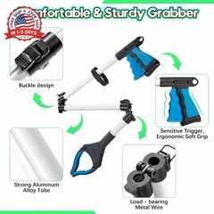 36 Inch Foldable Grabber Reacher Tool Heavy-Duty Rotating Jaw Magnetic Tip for E