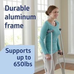 Medline Heavy Duty Bariatric Crutches 650 lb Capacity Aluminum Gray Adult