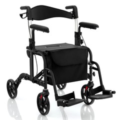 Goplus Folding Rollator Walker w/ 8” Wheels &Seat Supports up to 300 lbs Black