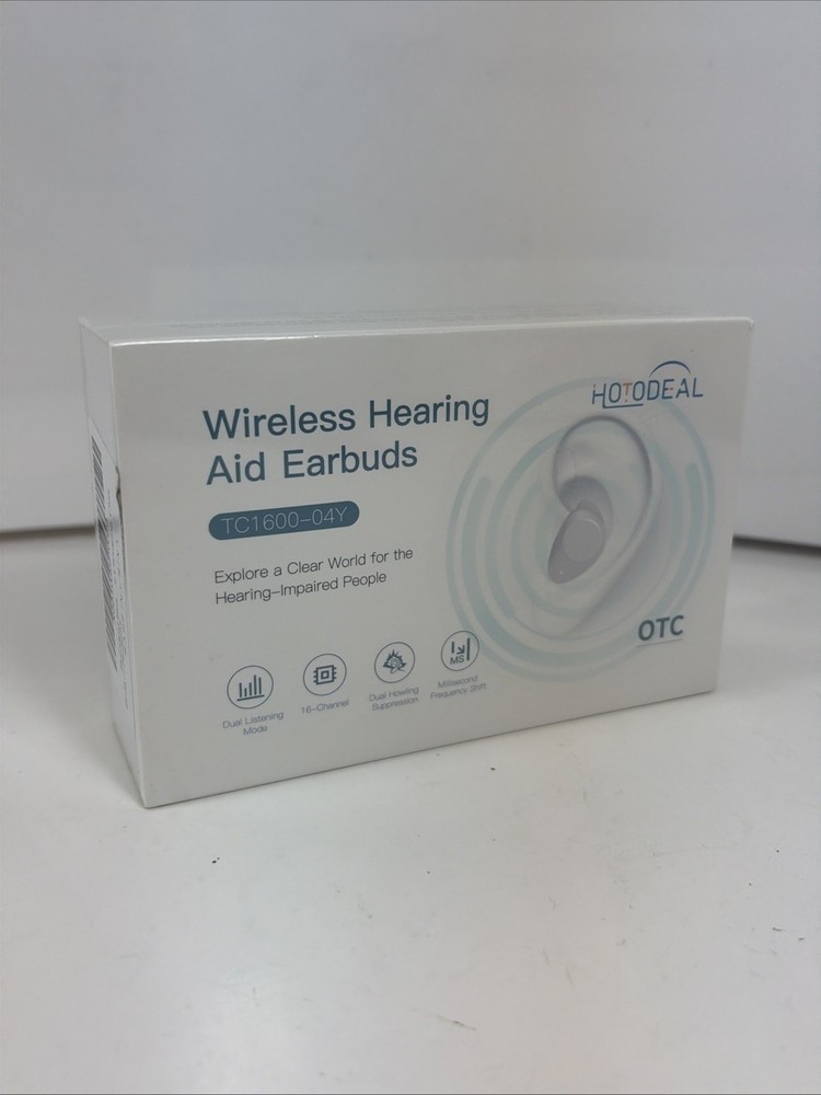 Bluetooth Wireless Rechargeable 16 Channel OTC In Ear Earbud Hearing Aids Pair
