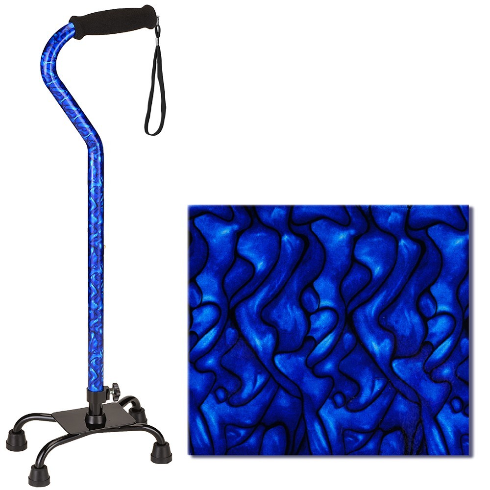 SM Nova Euro Quad Cane Small Base Blue Waves Item #5633BW