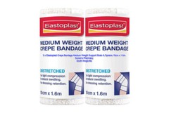 2 x Elastoplast Crepe Bandage Medium Weight Support Strain & Sprains 10cm x 1.6m