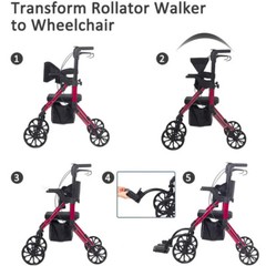 Deluxe ELENKER Medical Aid Rollator Walker Stand Up Rolling Walking Mobility