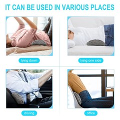 Memory Foam Lumbar Support Pillow for Office Chair – Lower Back Pain Relief, Gre