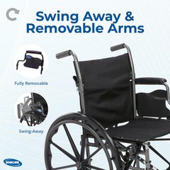 Invacare Folding Wheelchair with 20″ Seat, Legrest, Footrests- Black