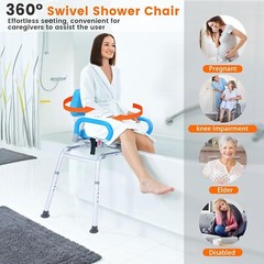 Sliding Shower Chair Tub Transfer Bench with 360° Swivel Seat Adult Elderly NEW