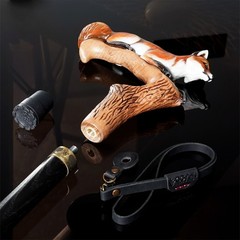Hand-Painted Fox Walking Cane, Fashion Hand-painted Luxury Walking Stick