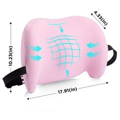 Lumbar Support Pillow for Office Chair, Car Lower Back Pink